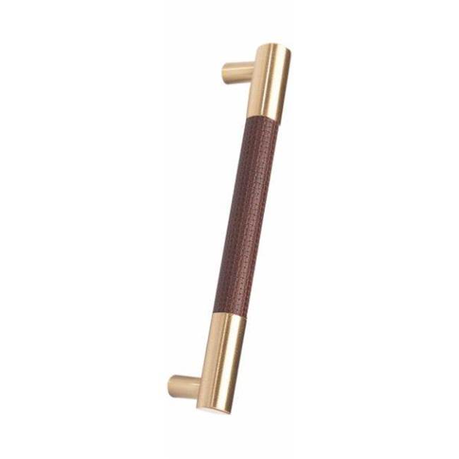 Colonial Bronze Leather Accented Round Appliance Pull, Door Pull, Shower Door Pull, Towel Bar With Straight Posts, Unlacquered Polished Brass x Royal Hide Dead White Leather