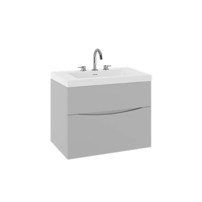 Crosswater London Mpro Double Drawer Unit With Smith Basin Top, 28In, Storm Grey