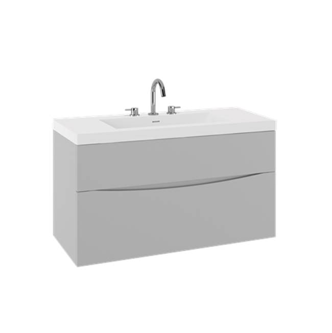 Crosswater London Mpro Double Drawer Unit With Smith Basin Top, 39In, Storm Grey