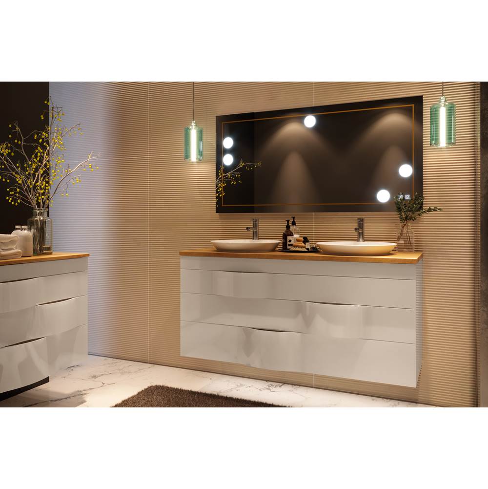 Decotec DT-ILLUSION - Basin Unit Left H65 - W140, 3 drawers  - Worktop with half recessed basin -Lacquer