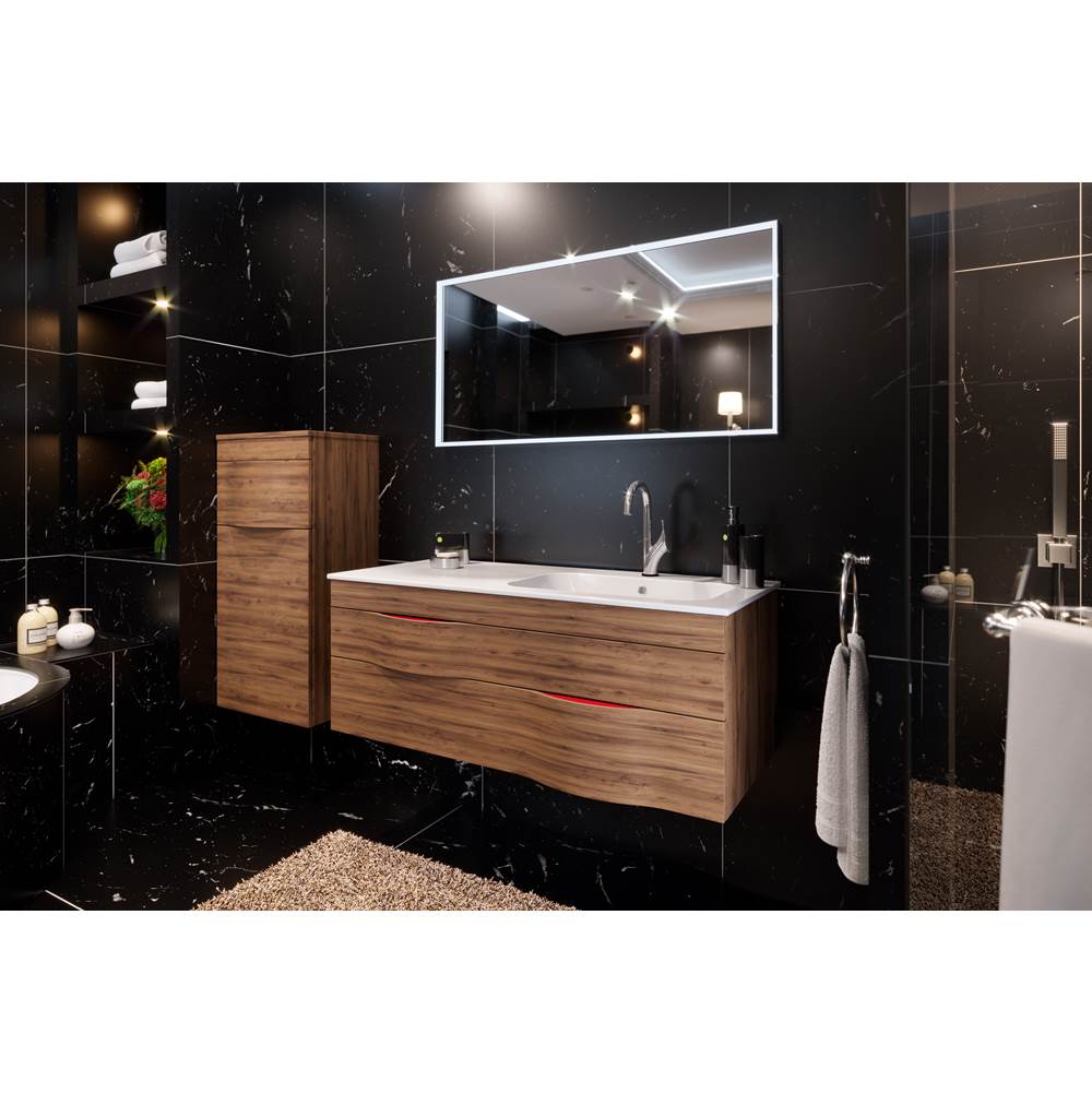 Decotec DT-ILLUSION - Double Basin Unit H48 - W120, 2 drawers  - Worktop with half recessed basins - Wood veneer