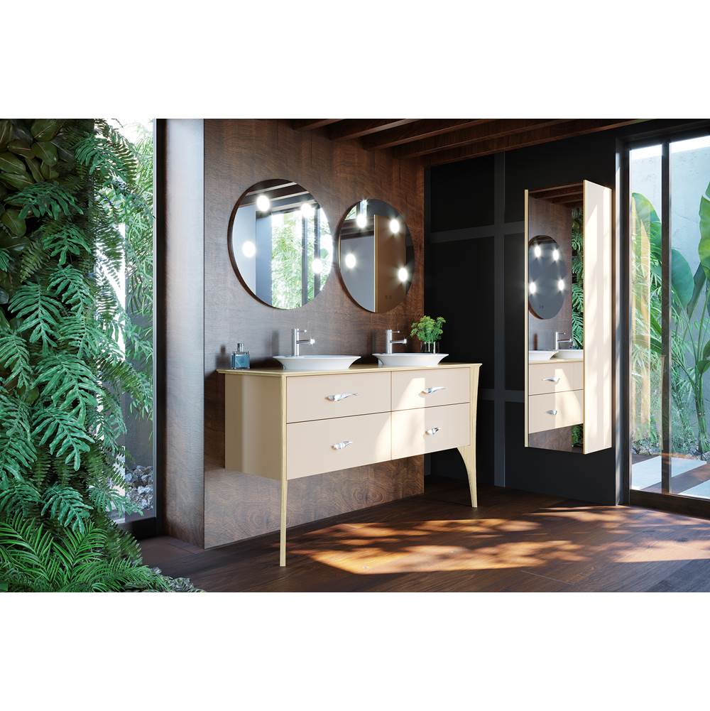 Decotec DT-ORGANIC - Double Basin Unit W160, 4 drawers  - Worktop in Solid Wood with half recessed basins -Lacquer or Wood Veneer