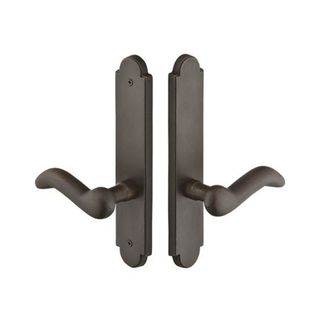 Emtek Multi Point C1, Non-Keyed Fixed Handle OS, Operating Handle IS, Arched Style, 2'' x 10'', Cody Lever, RH, FB