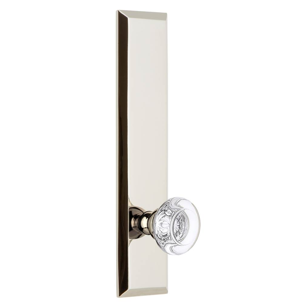 Grandeur Hardware Grandeur Hardware Fifth Avenue Tall Plate Passage with Bordeaux Knob in Polished Nickel