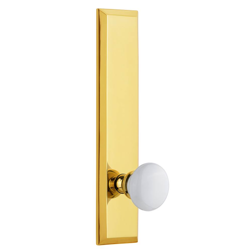 Grandeur Hardware Grandeur Hardware Fifth Avenue Tall Plate Double Dummy with Hyde Park Knob in Lifetime Brass