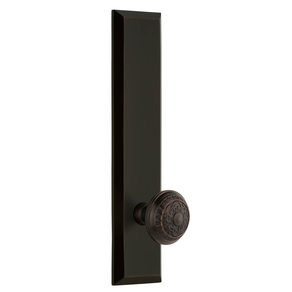 Grandeur Hardware Grandeur Hardware Fifth Avenue Tall Plate Privacy with Windsor Knob in Timeless Bronze
