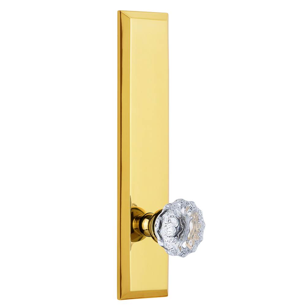 Grandeur Hardware Grandeur Hardware Fifth Avenue Tall Plate Privacy with Fontainebleau Knob in Lifetime Brass