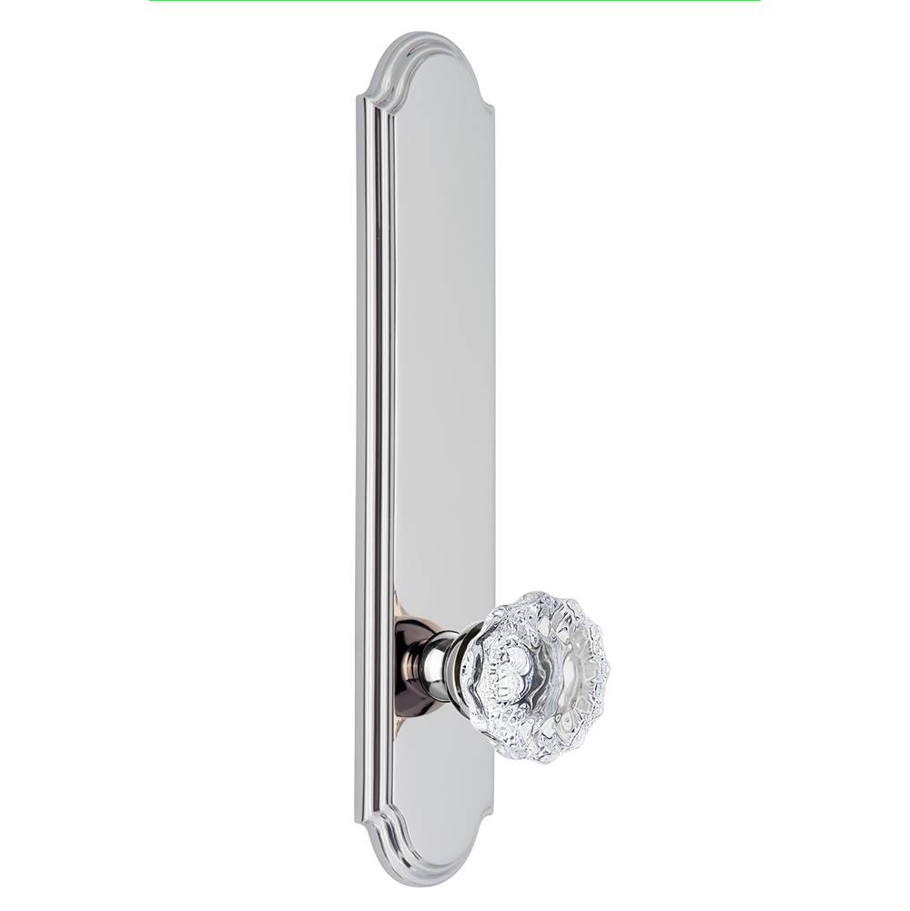 Grandeur Hardware Grandeur Hardware Arc Tall Plate Passage with Fontainebleau Knob in Bright Chrome