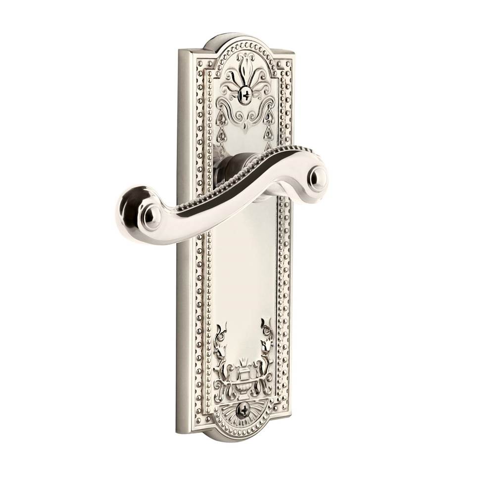 Grandeur Hardware Grandeur Parthenon Plate Double Dummy with Newport Lever in Polished Nickel
