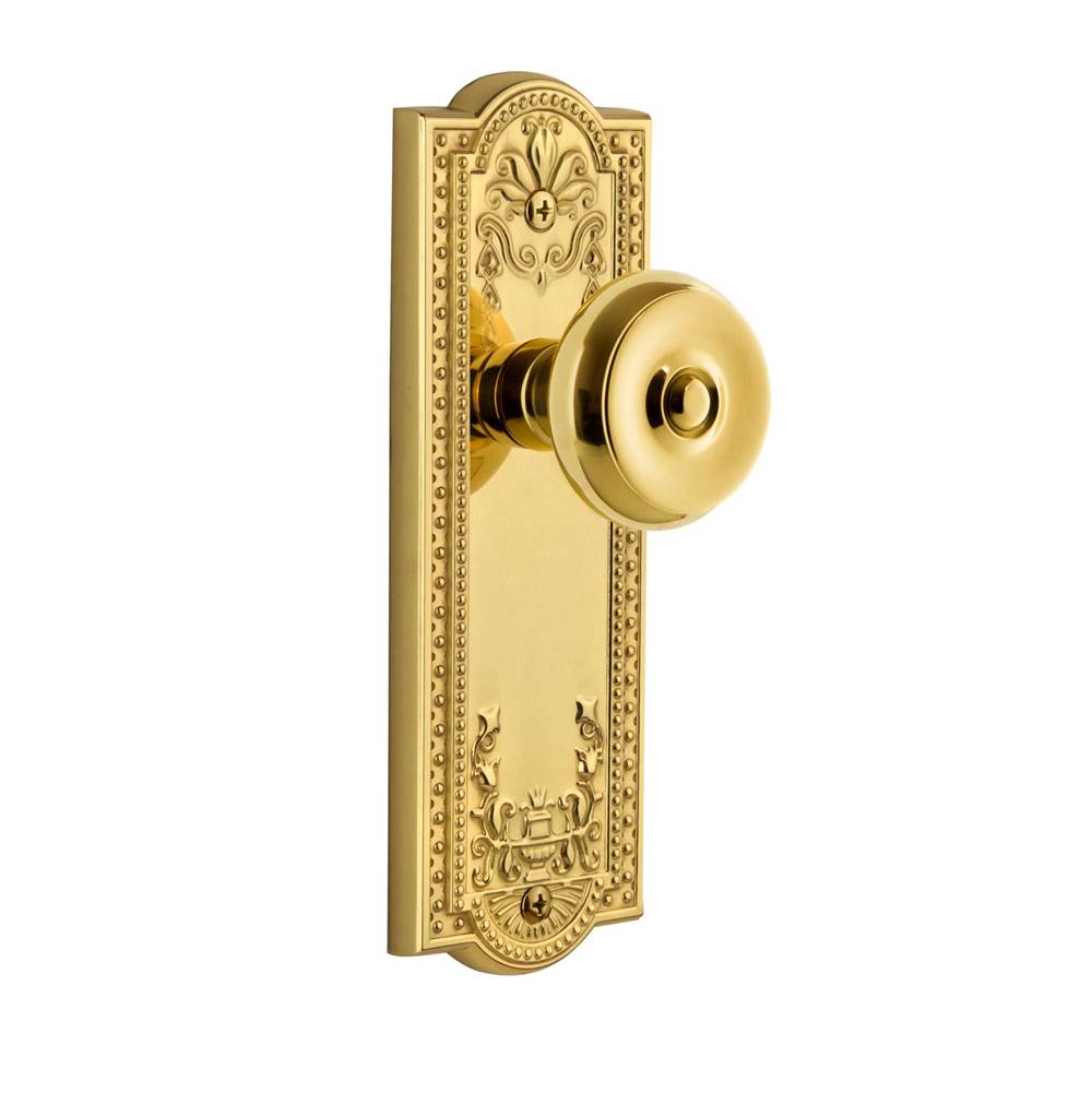 Grandeur Hardware Grandeur Parthenon Plate Privacy with Bouton Knob in Polished Brass