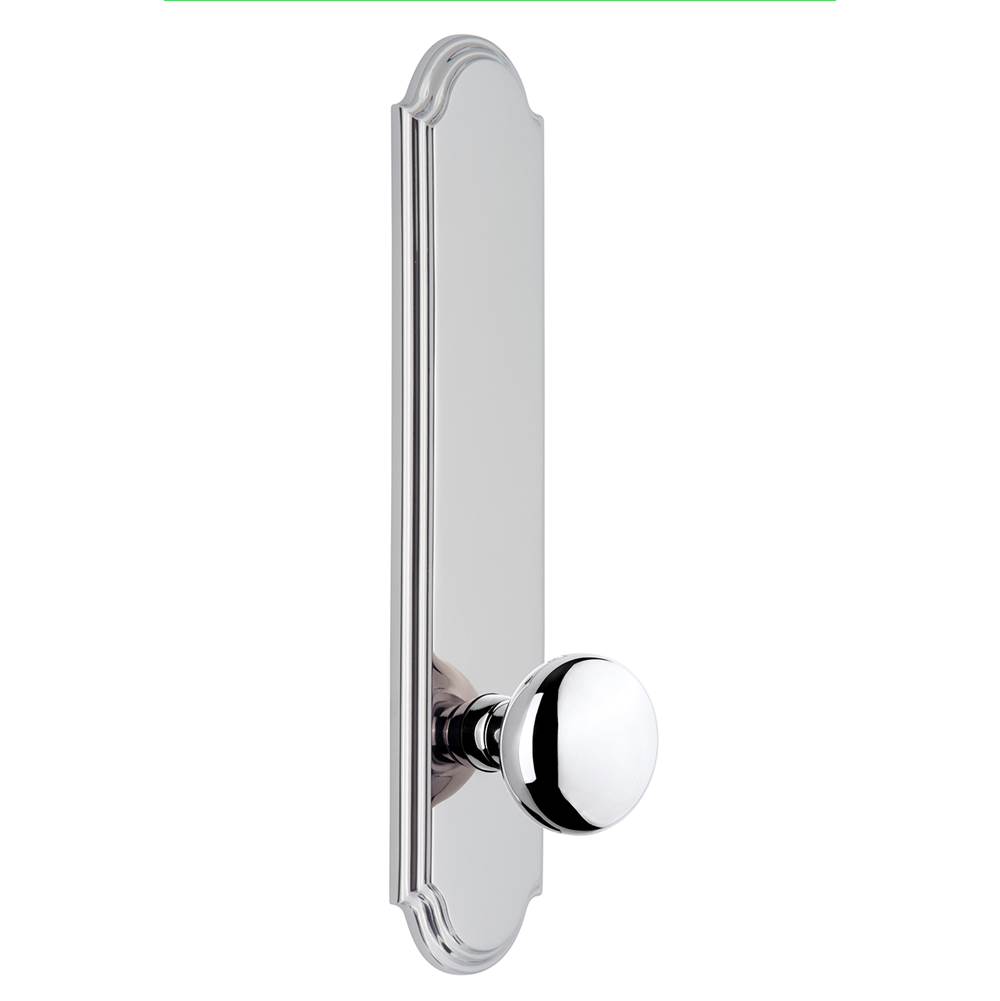 Grandeur Hardware Grandeur Hardware Arc Tall Plate Passage with Fifth Avenue Knob in Bright Chrome