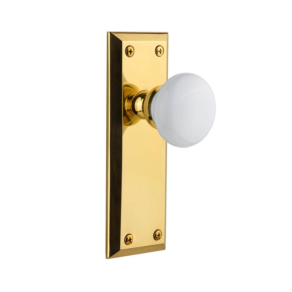 Grandeur Hardware Grandeur Fifth Avenue Plate Privacy with Hyde Park Knob in Polished Brass
