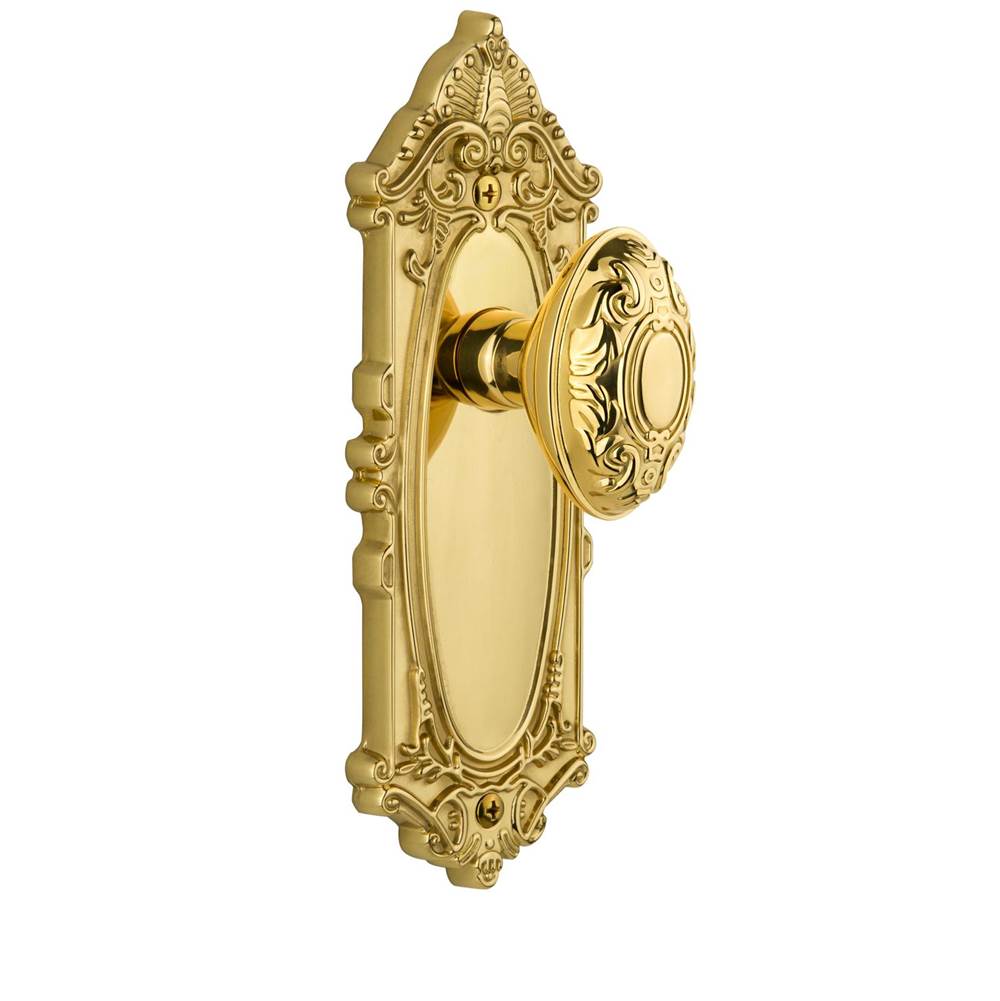 Grandeur Hardware Grandeur Grande Victorian Plate Privacy with Grande Victorian Knob in Polished Brass