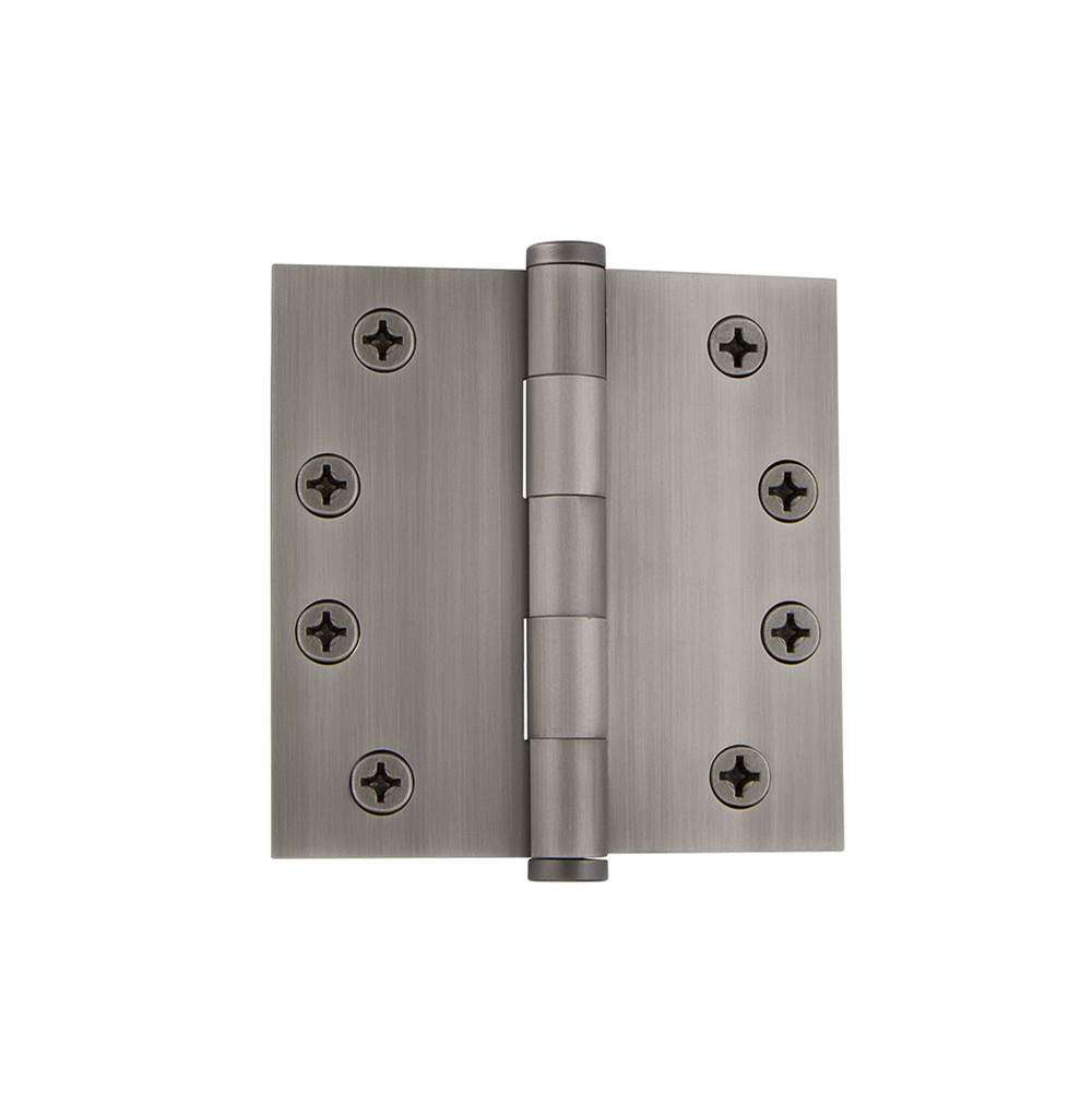 Grandeur Hardware Grandeur Hardware 4'' Button Tip Heavy Duty Hinge with Square Corners in Antique Pewter
