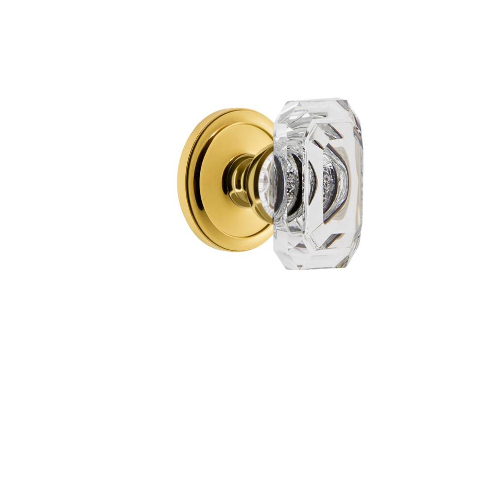 Grandeur Hardware Grandeur Circulaire Rosette Double Dummy with Baguette Crystal Knob in Polished Brass