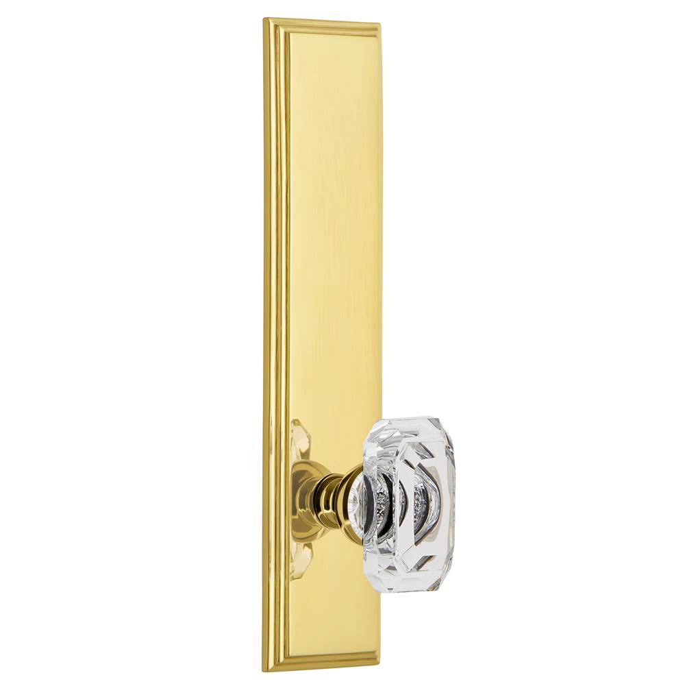 Grandeur Hardware Grandeur Hardware Carre'' Tall Plate Privacy with Baguette Clear Crystal Knob in Polished Brass
