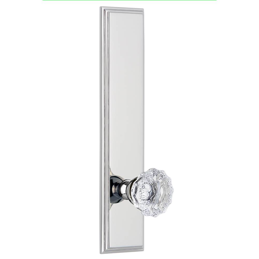 Grandeur Hardware Grandeur Hardware Carre'' Tall Plate Privacy with Fontainebleau Knob in Bright Chrome