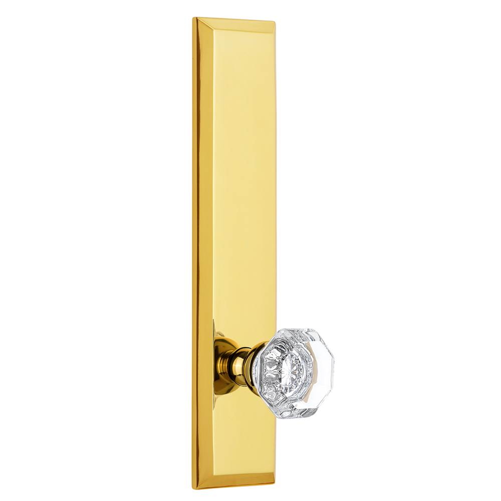 Grandeur Hardware Grandeur Hardware Fifth Avenue Tall Plate Privacy with Chambord Knob in Lifetime Brass