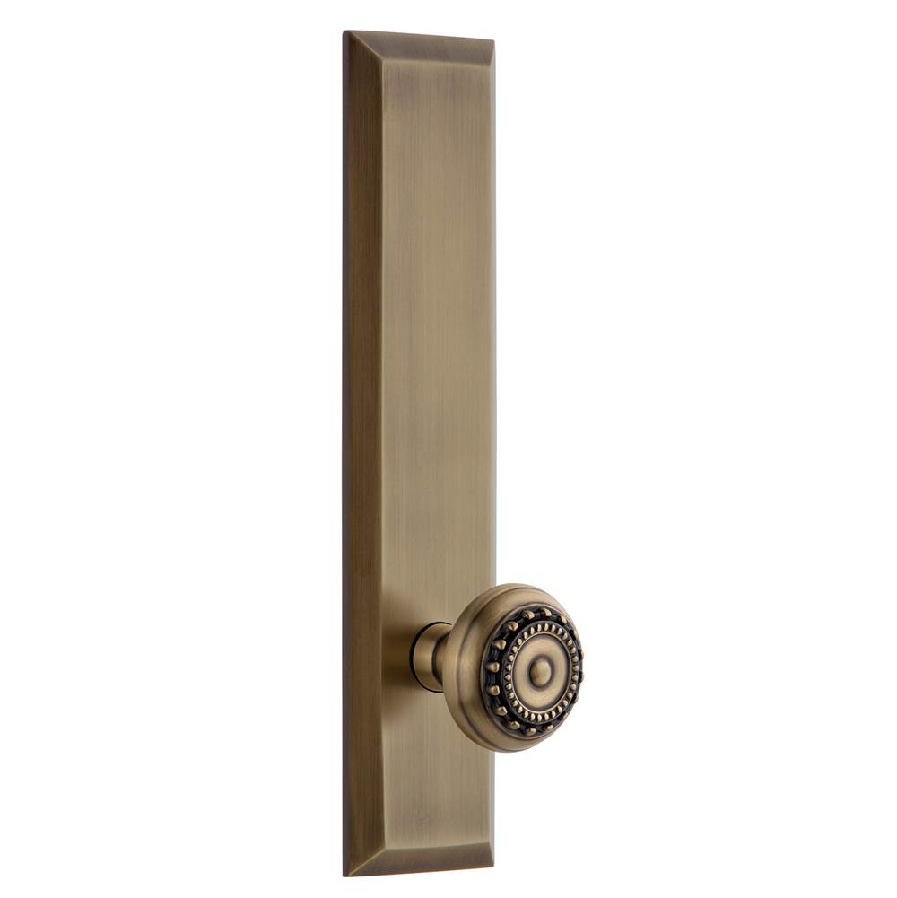 Grandeur Hardware Grandeur Hardware Fifth Avenue Tall Plate Privacy with Parthenon Knob in Vintage Brass