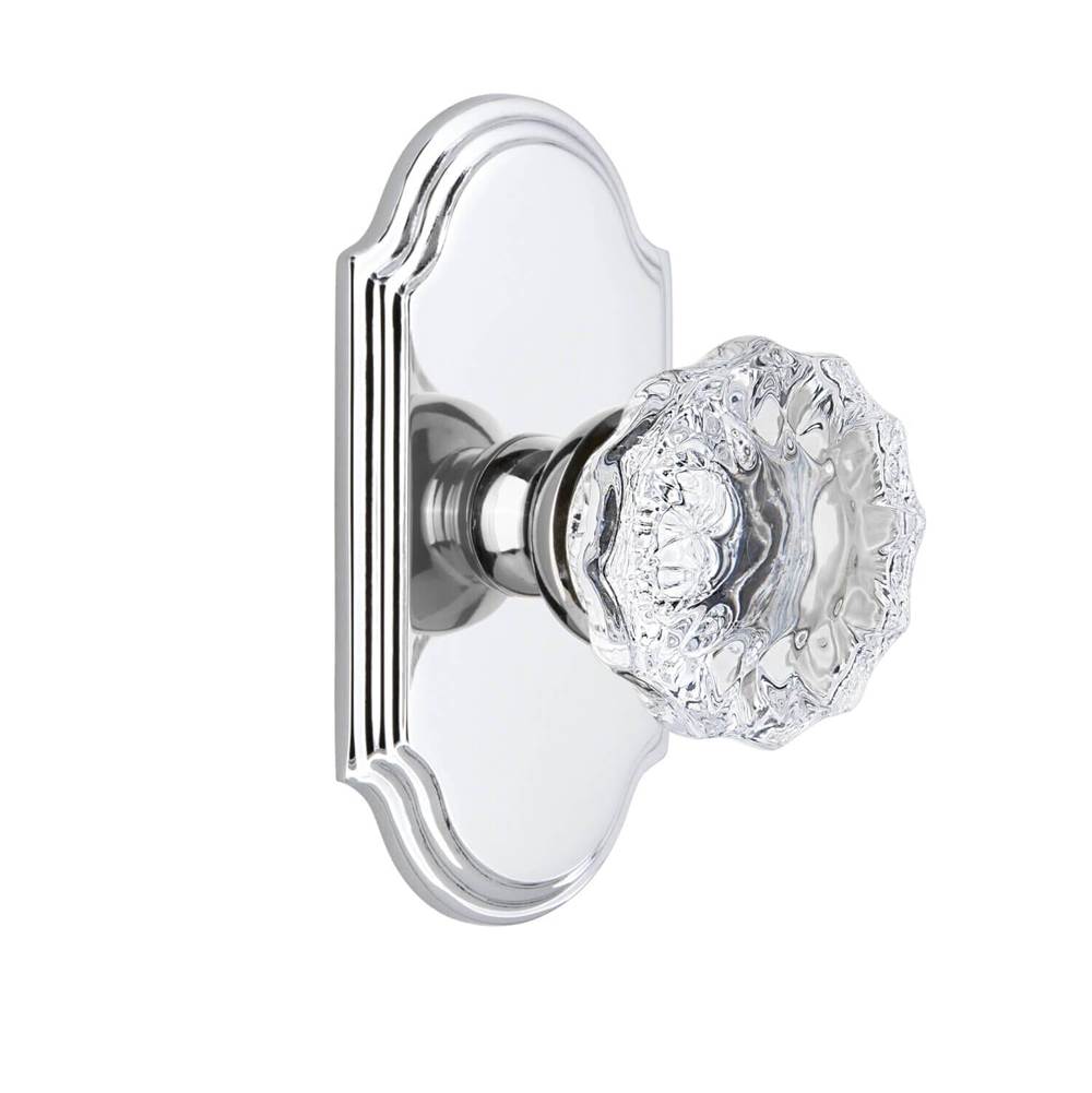 Grandeur Hardware Arc Plate Privacy with Fontainebleau Crystal Knob in Bright Chrome