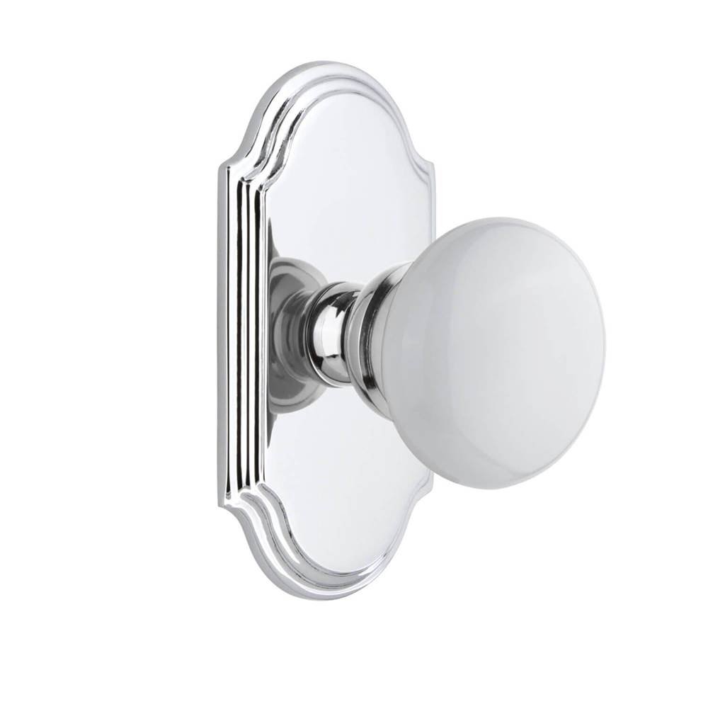 Grandeur Hardware Arc Short Plate Double Dummy with Hyde Park Knob in Bright Chrome