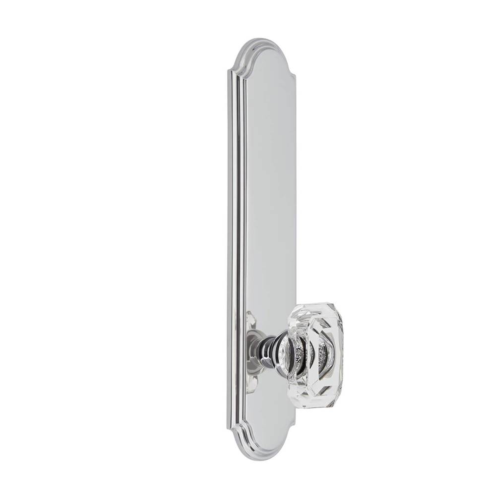 Grandeur Hardware Arc Tall Plate Privacy with Baguette Clear Crystal Knob in Bright Chrome