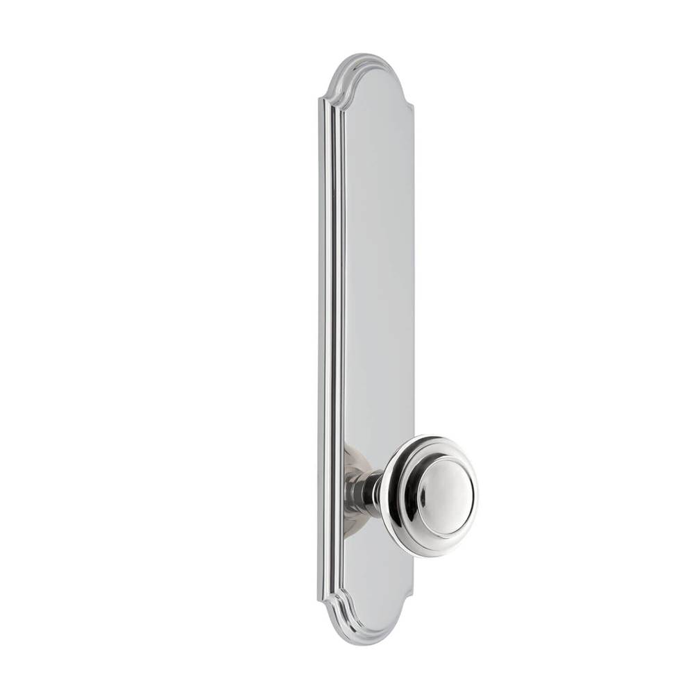 Grandeur Hardware Arc Tall Plate Passage with Circulaire Knob in Bright Chrome