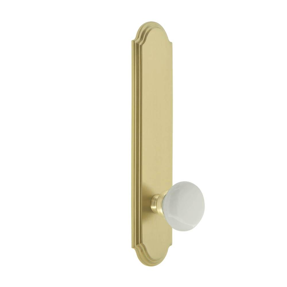 Grandeur Hardware Arc Tall Plate Privacy with Hyde Park Knob in Satin Brass