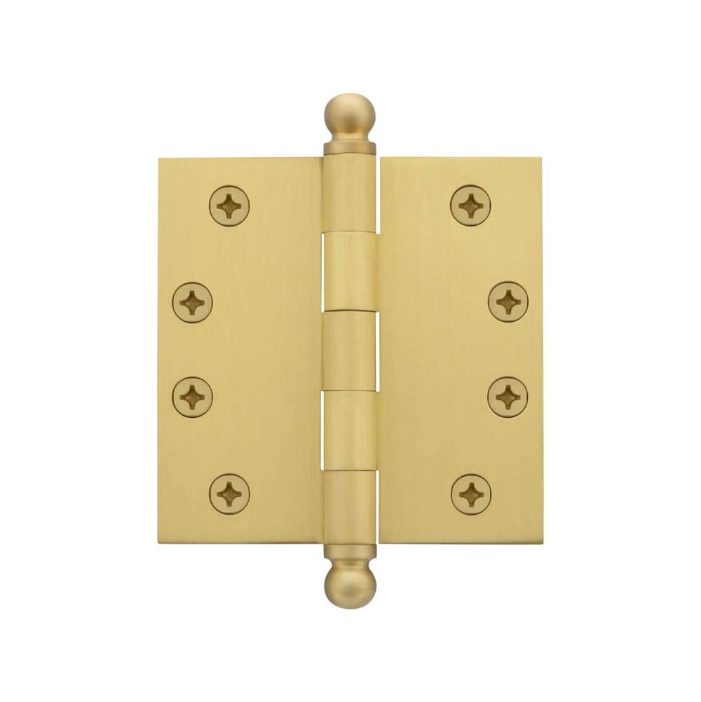 Grandeur Hardware 4'' Ball Tip Heavy Duty Hinge with Square Corners in Satin Brass