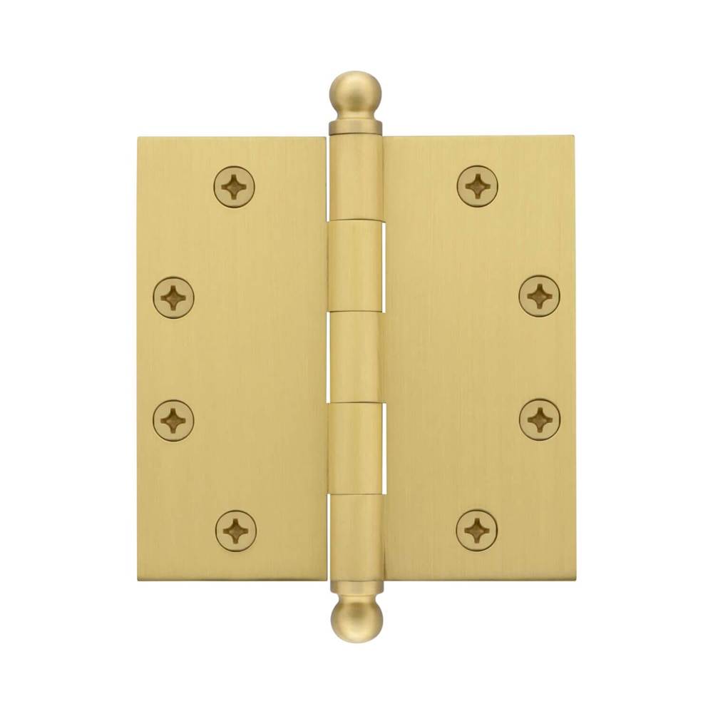 Grandeur Hardware 4.5'' Ball Tip Heavy Duty Hinge with Square Corners in Satin Brass