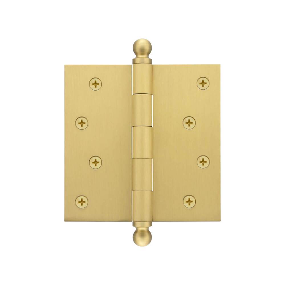 Grandeur Hardware 4'' Ball Tip Residential Hinge with Square Corners in Satin Brass
