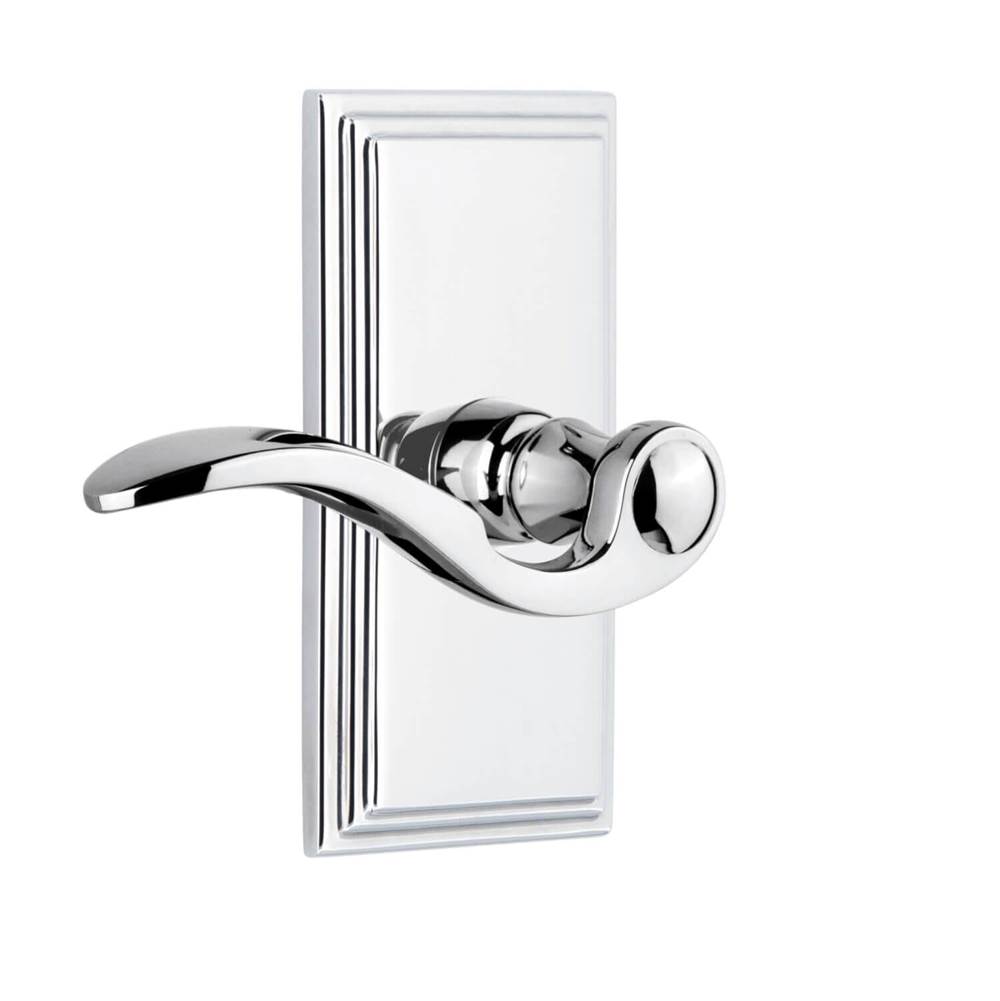 Grandeur Hardware Carre Short Plate Privacy with Bellagio Lever in Bright Chrome