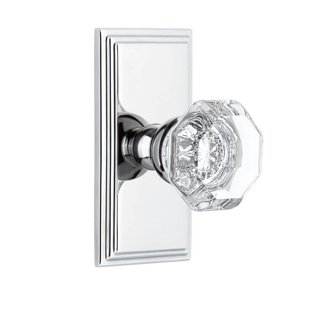 Grandeur Hardware Carre Short Plate Single Dummy with Chambord Crystal Knob in Bright Chrome