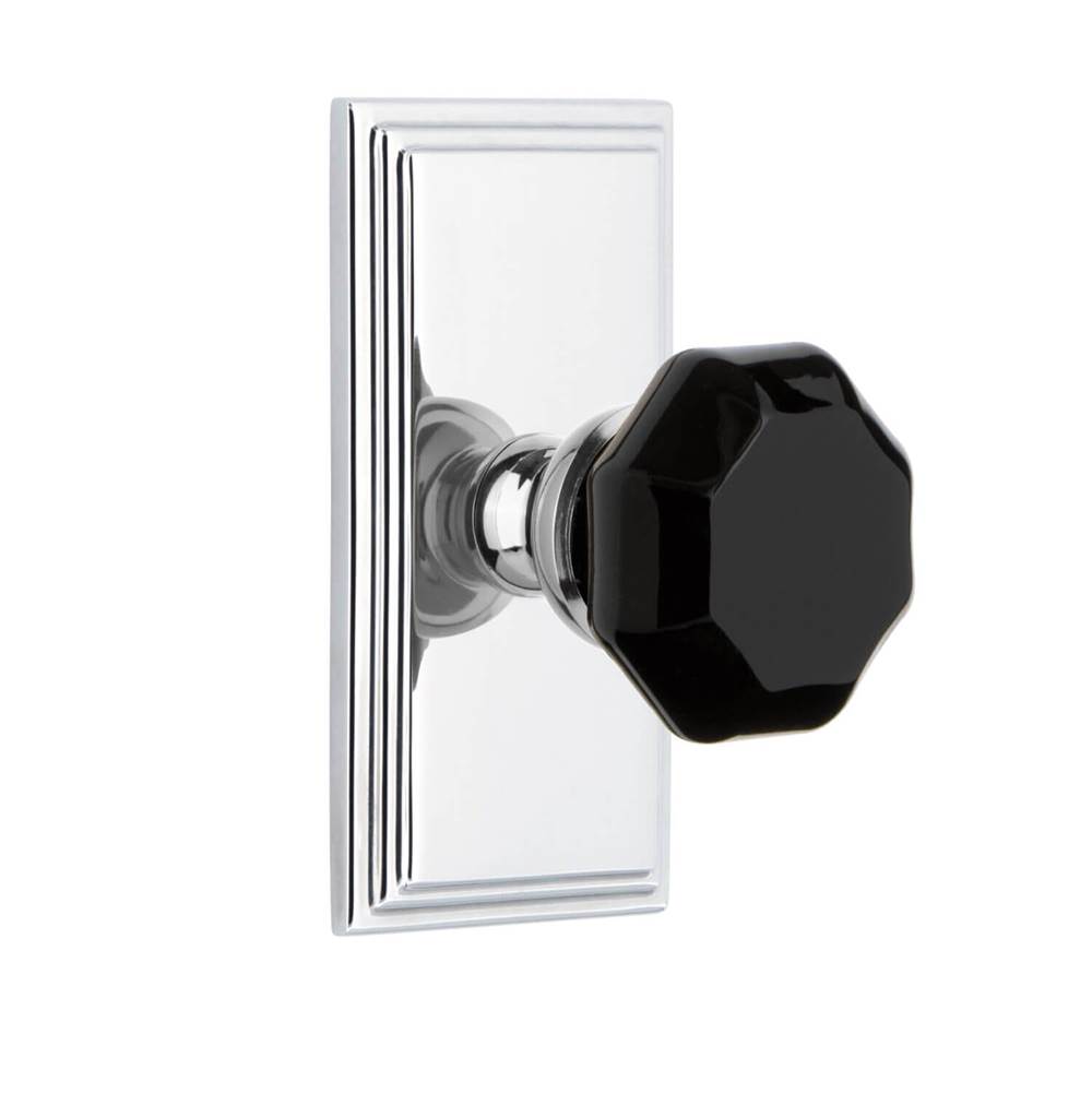 Grandeur Hardware Carre Short Plate Privacy with Lyon Knob in Bright Chrome