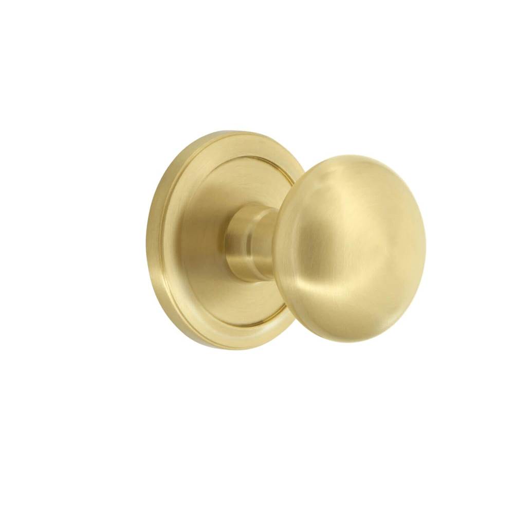 Grandeur Hardware Circulaire Rosette Double Dummy with Fifth Avenue Knob in Satin Brass