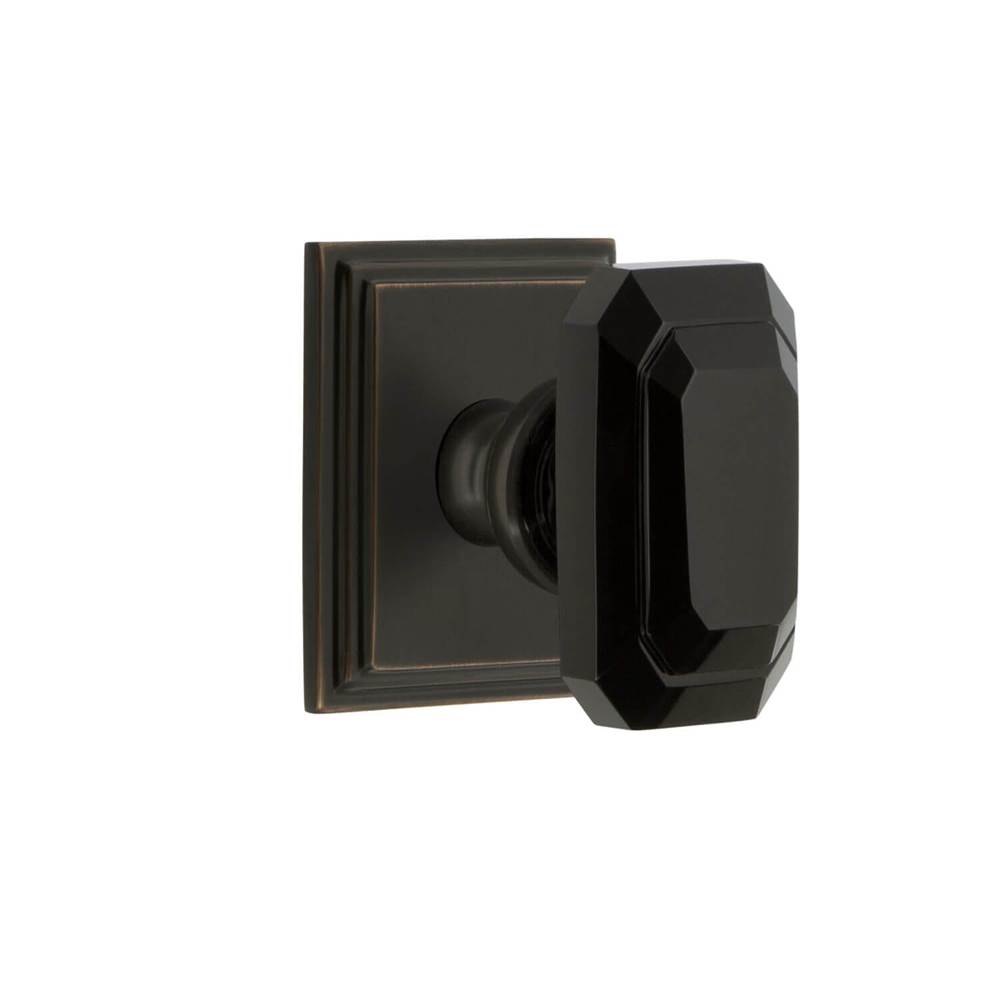 Grandeur Hardware Carre Square Rosette Privacy with Baguette Black Crystal Knob in Timeless Bronze