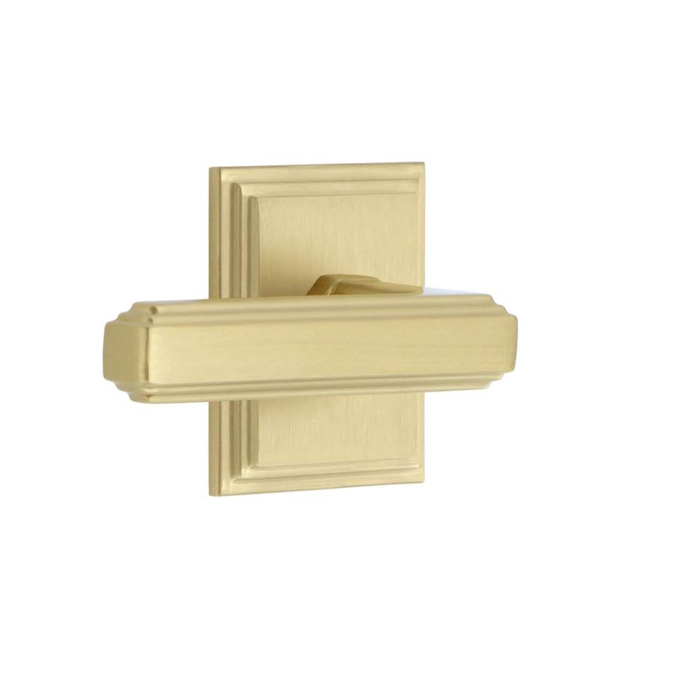 Grandeur Hardware Carre Square Rosette Single Dummy with Carre Lever in Satin Brass