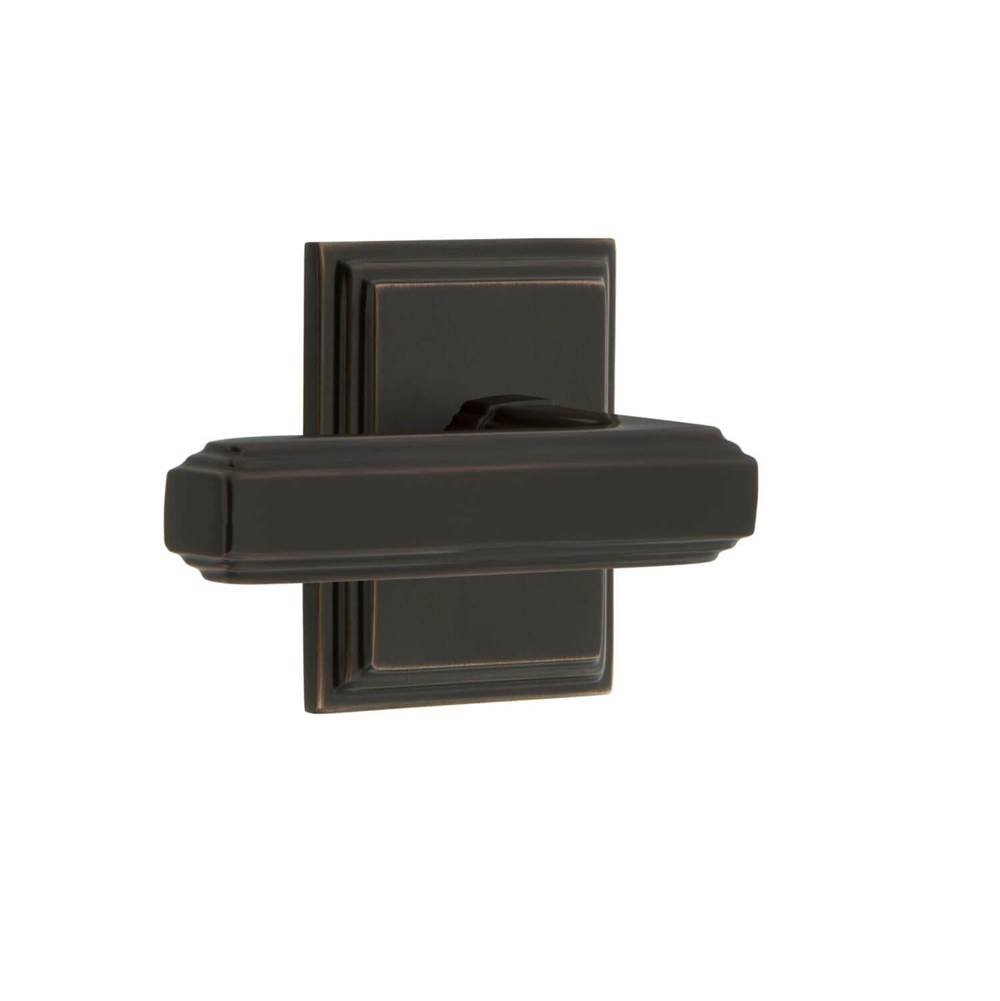 Grandeur Hardware Carre Square Rosette Privacy with Carre Lever in Timeless Bronze