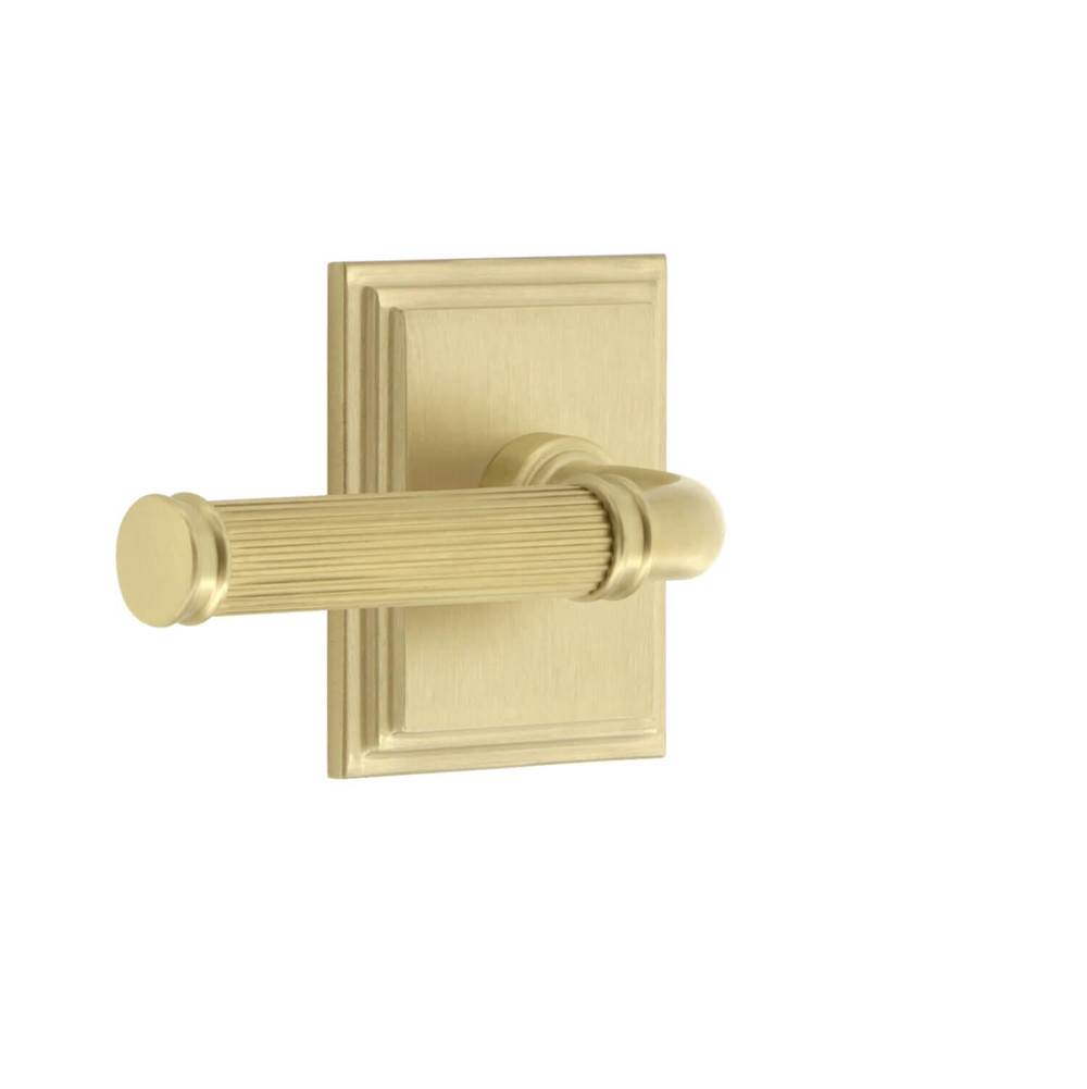 Grandeur Hardware Carre Square Rosette Double Dummy with Soleil Lever in Satin Brass