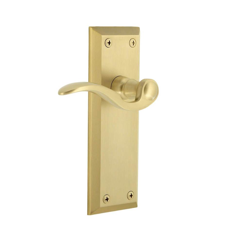 Grandeur Hardware Fifth Avenue Plate Dummy with Bellagio Lever in Satin Brass