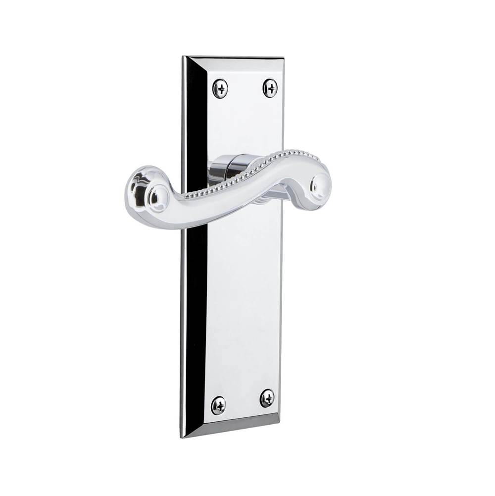 Grandeur Hardware Fifth Avenue Plate Passage with Newport Lever in Bright Chrome