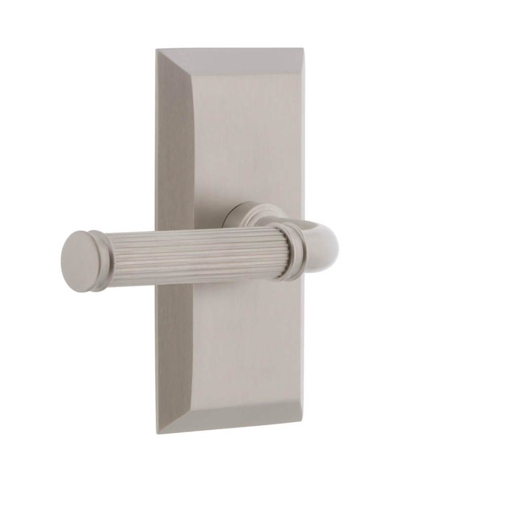 Grandeur Hardware Fifth Avenue Short Plate Privacy with Soleil Lever in Satin Nickel