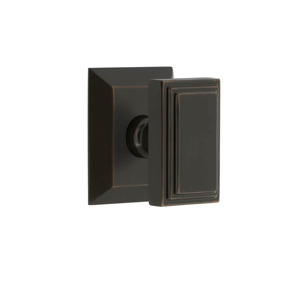 Grandeur Hardware Fifth Avenue Square Rosette Passage with Carre Knob in Timeless Bronze