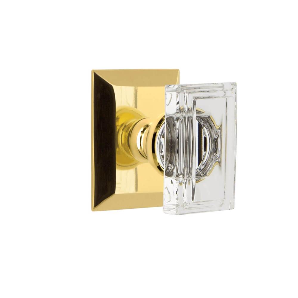 Grandeur Hardware Fifth Avenue Square Rosette Double Dummy with Carre Crystal Knob in Lifetime Brass