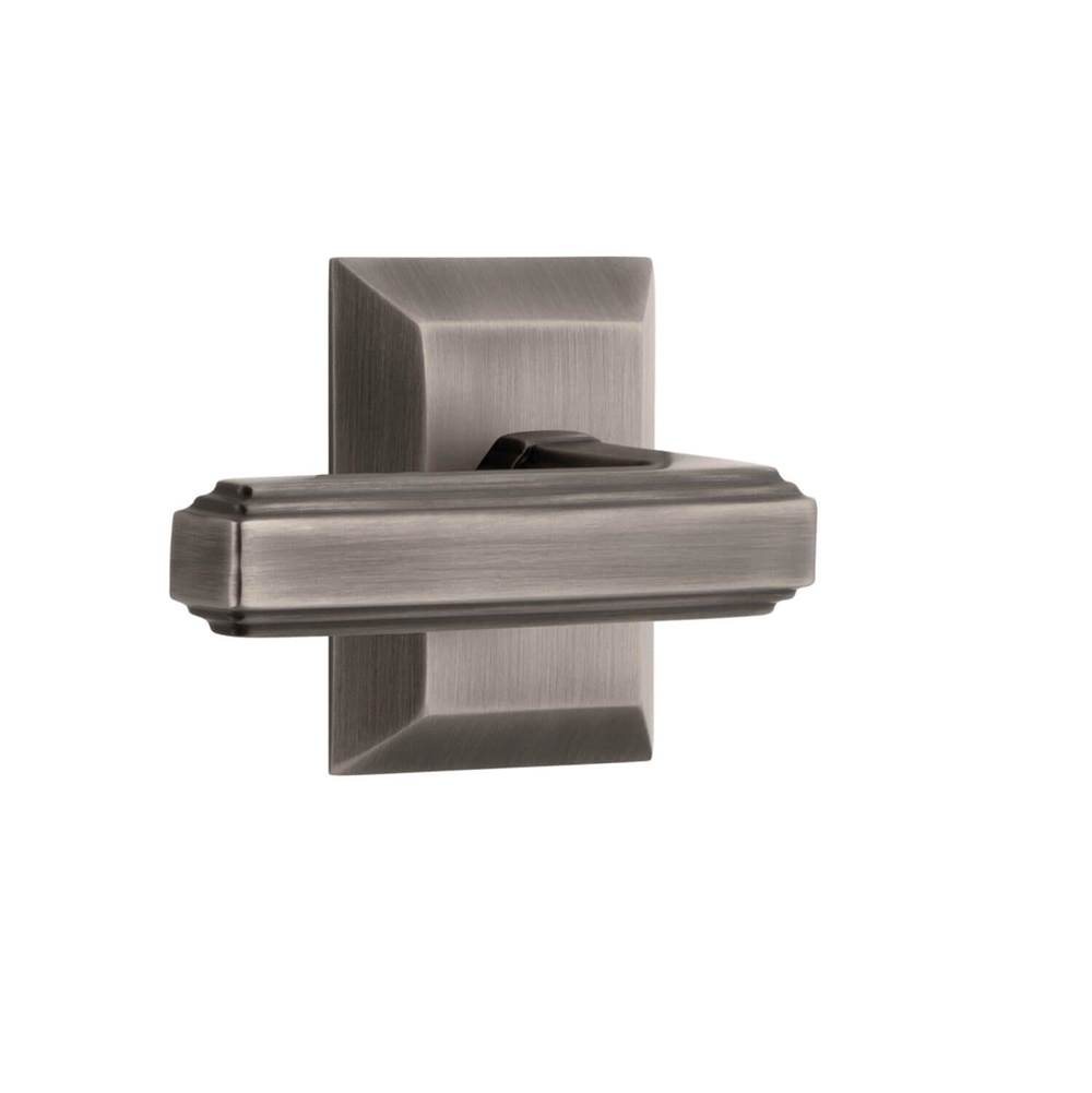 Grandeur Hardware Fifth Avenue Square Rosette Privacy with Carre Lever in Antique Pewter