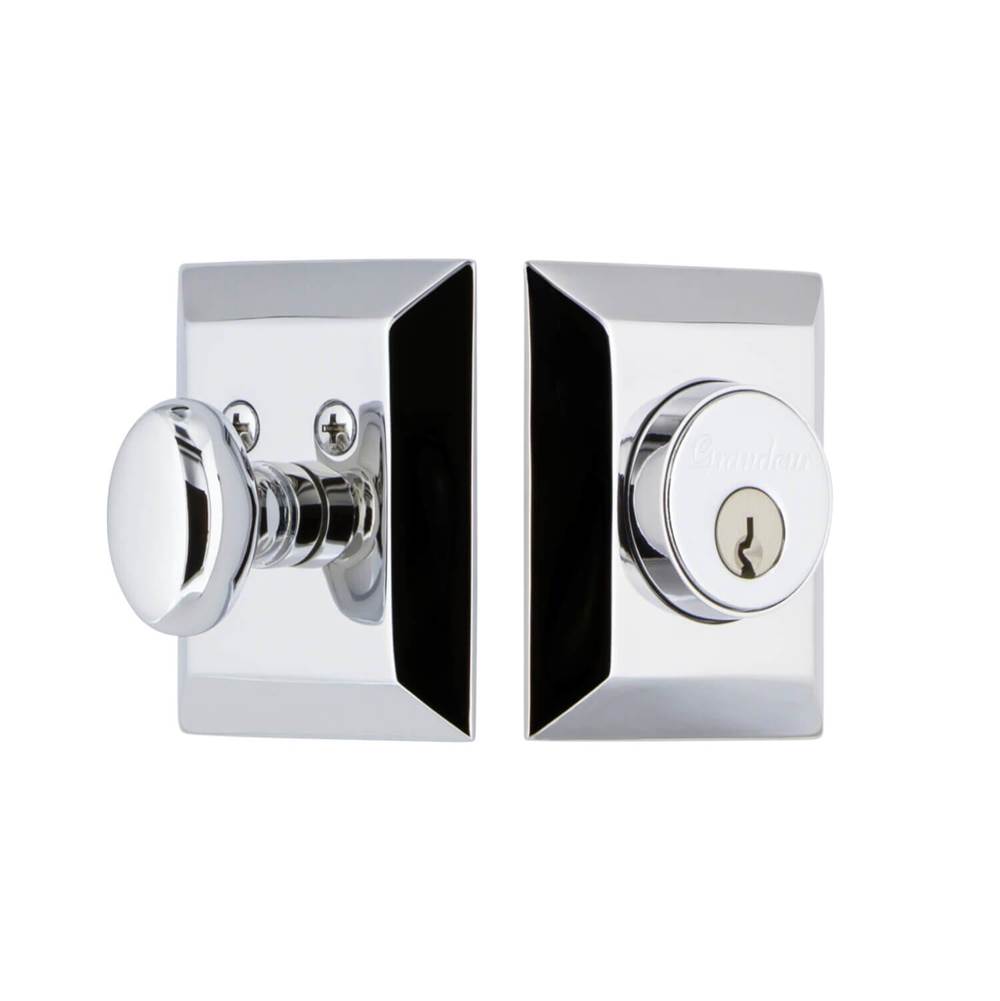 Grandeur Hardware Fifth Avenue Square Single Cylinder Deadbolt in Bright Chrome - Keyed Different
