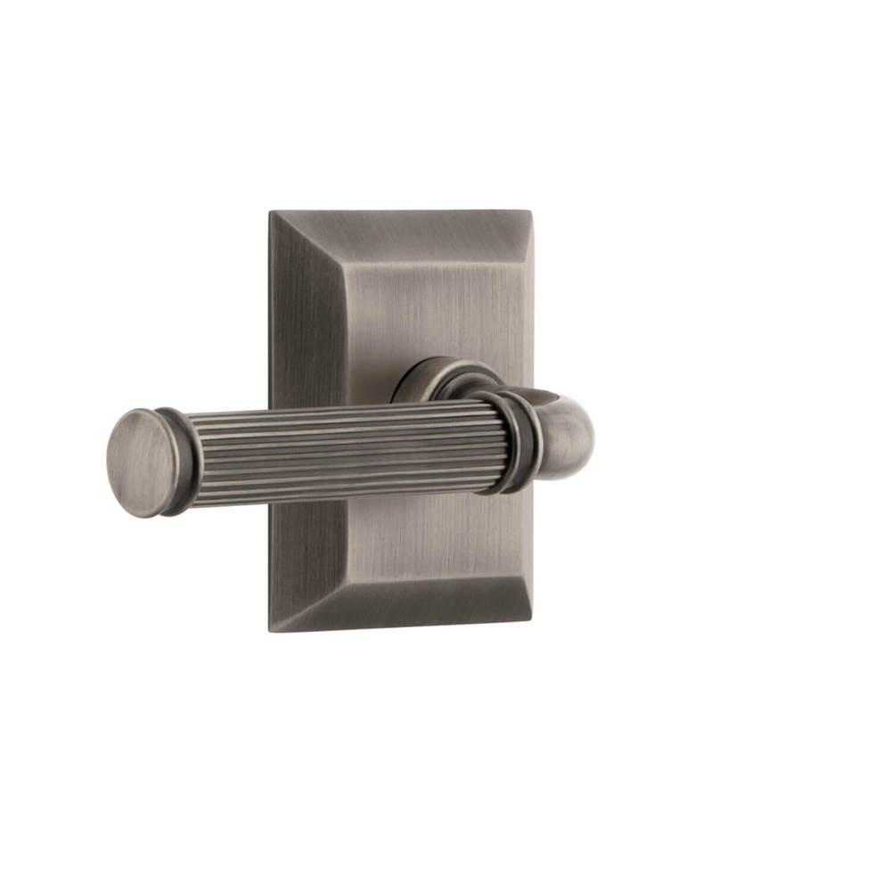 Grandeur Hardware Fifth Avenue Square Rosette Single Dummy with Soleil Lever in Antique Pewter