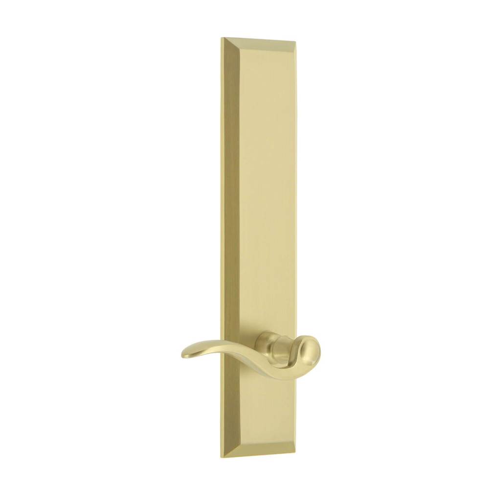Grandeur Hardware Fifth Avenue Tall Plate Dummy with Bellagio Lever in Satin Brass