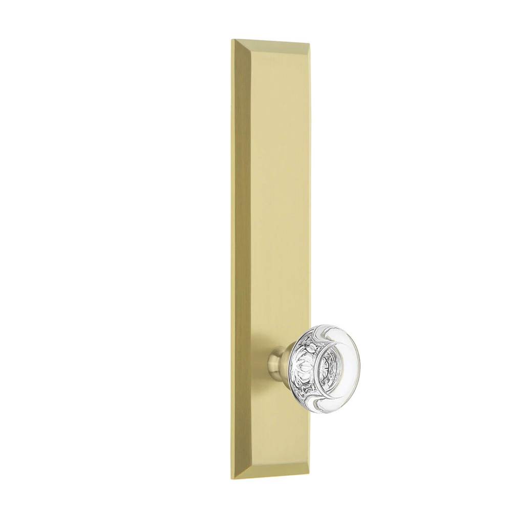 Grandeur Hardware Fifth Avenue Tall Plate Dummy with Bordeaux Knob in Satin Brass