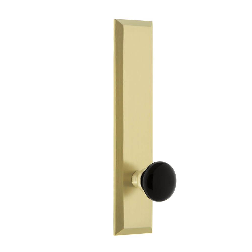 Grandeur Hardware Fifth Avenue Plate Passage Tall Plate Coventry Knob in Satin Brass